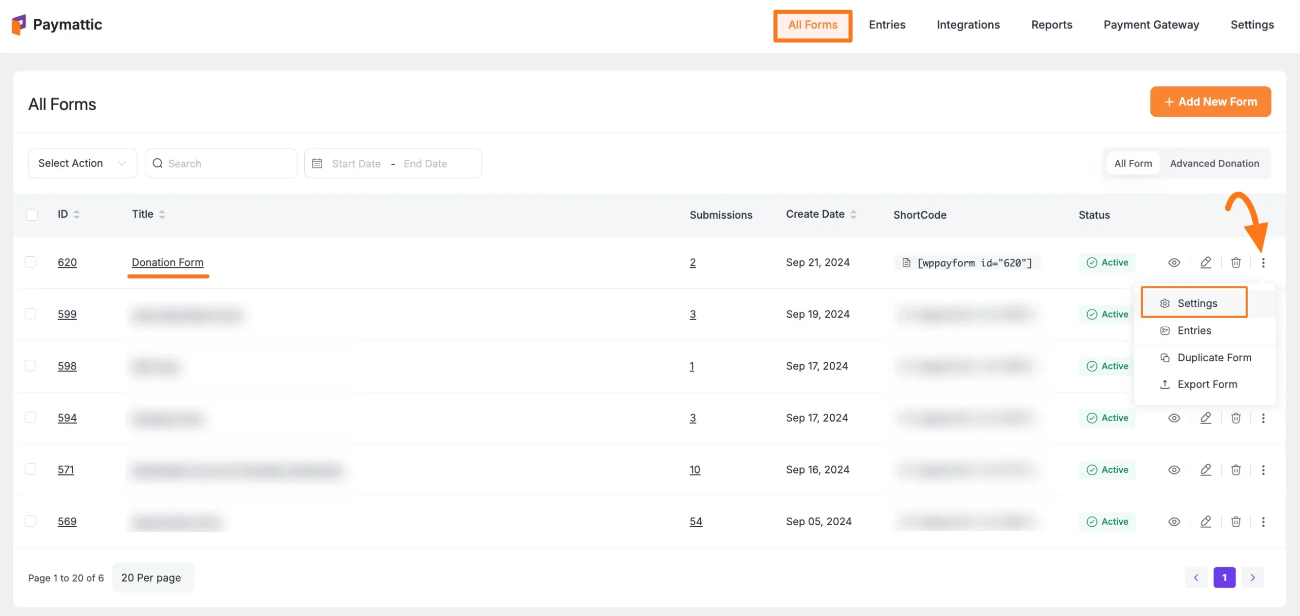 Form-specific Settings Access