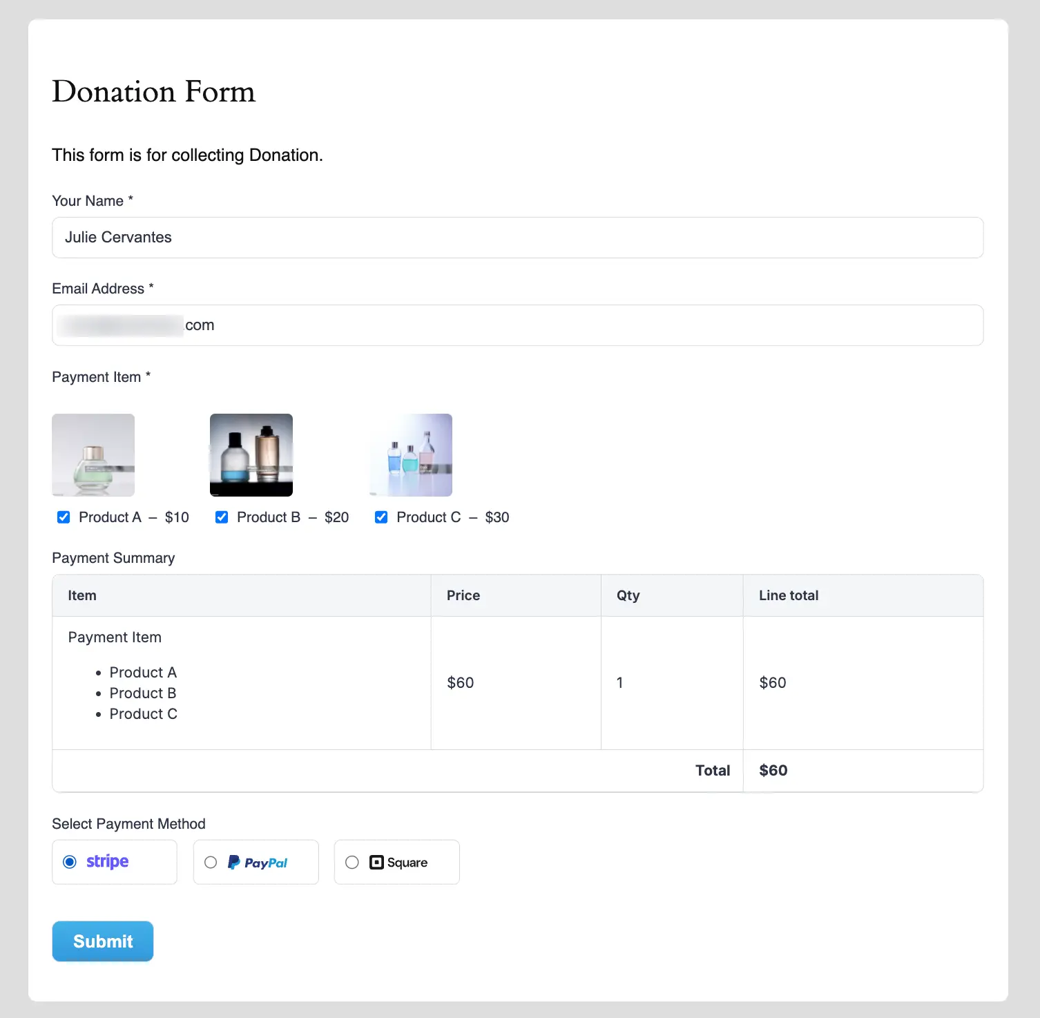 Preview of Payment Summary