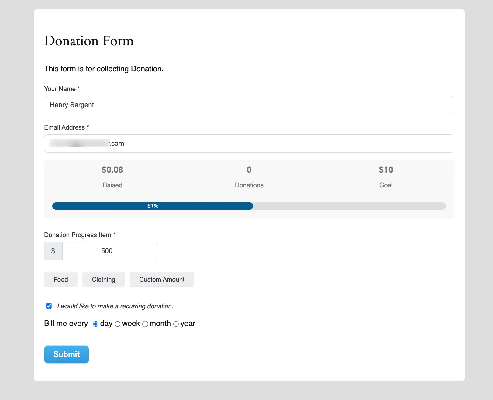 Donation Form Preview