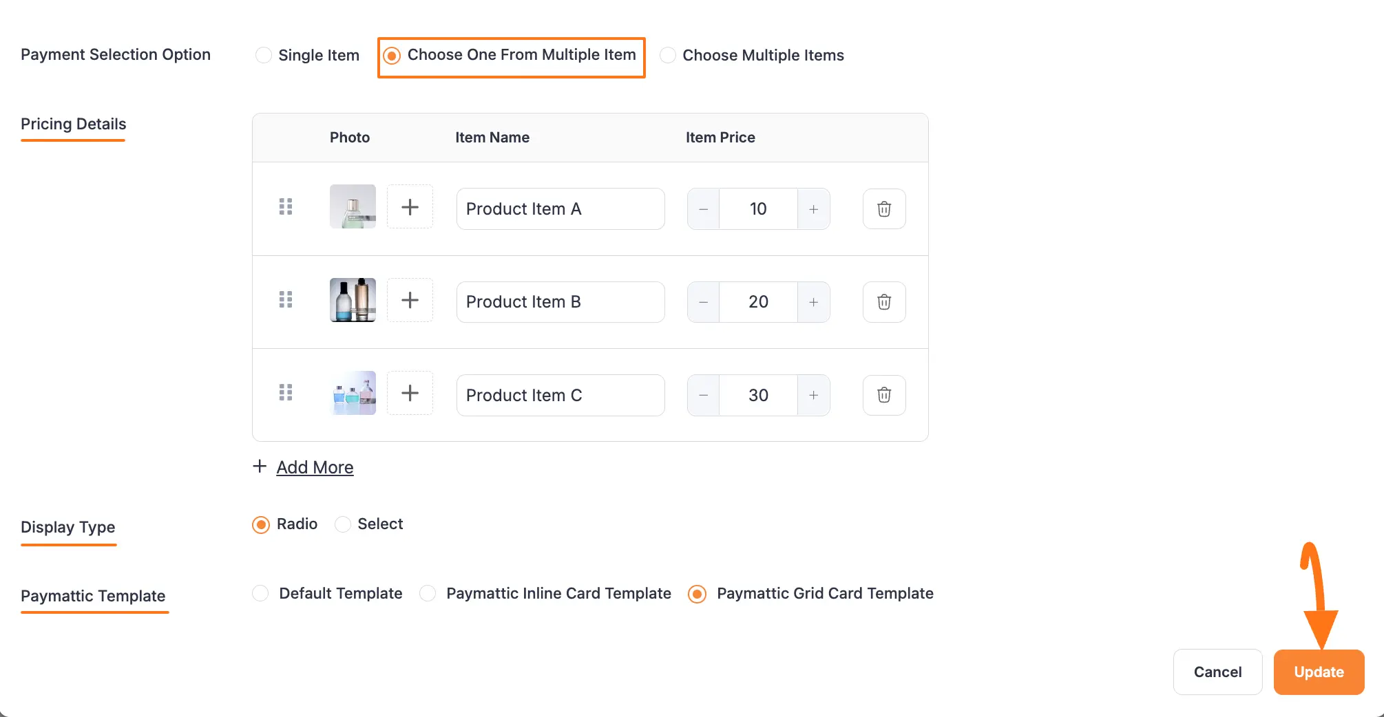 Multiple Choice Settings