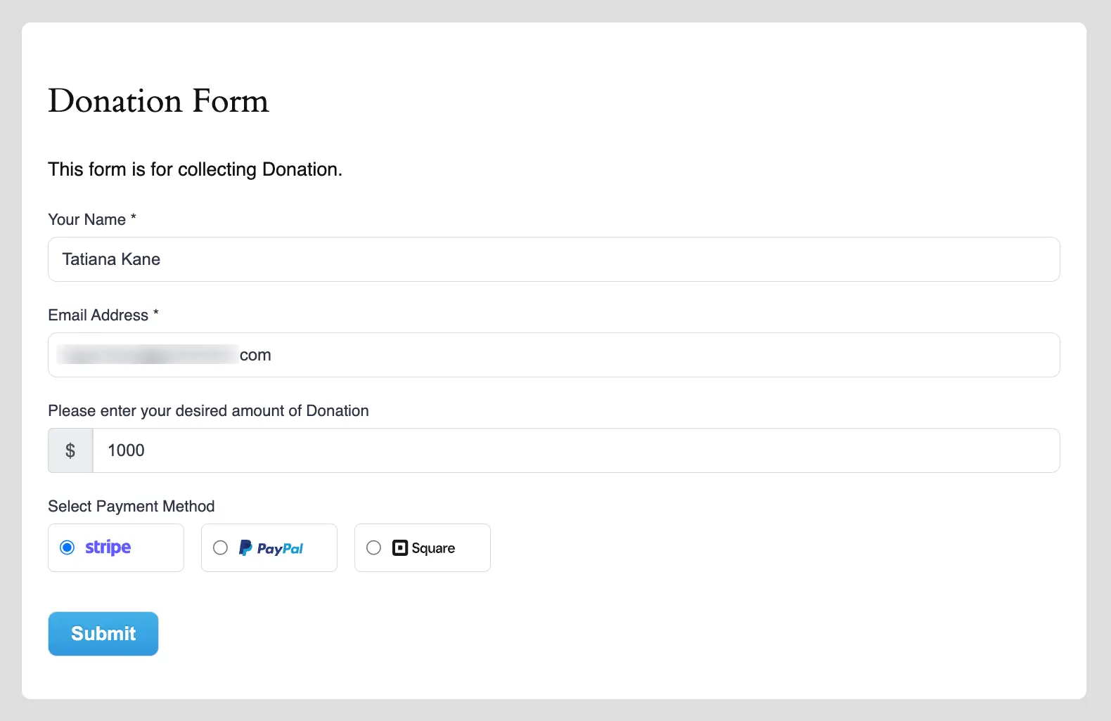 Custom Amount Field Preview
