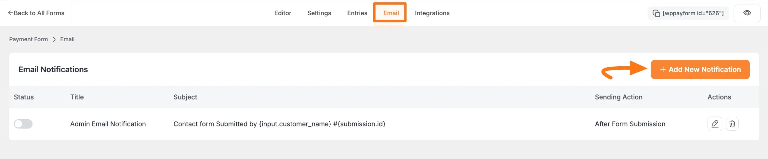 Add new email notification