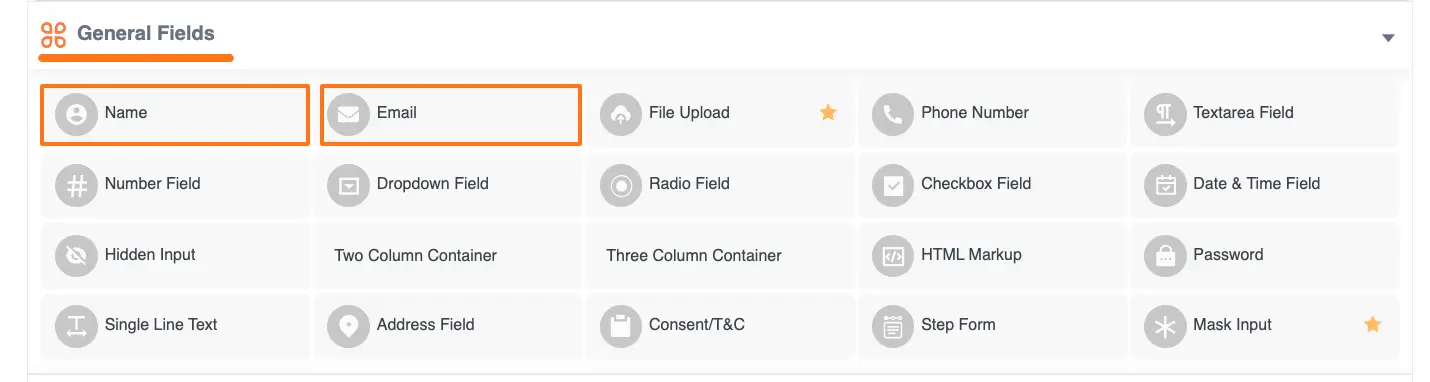 Available general fields