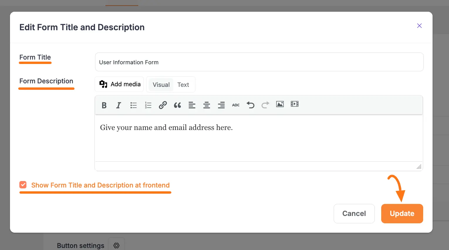 Edit form title and description