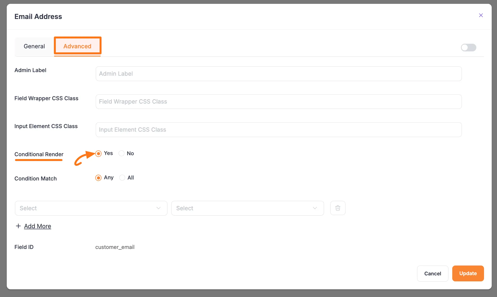 Enabling conditional render option