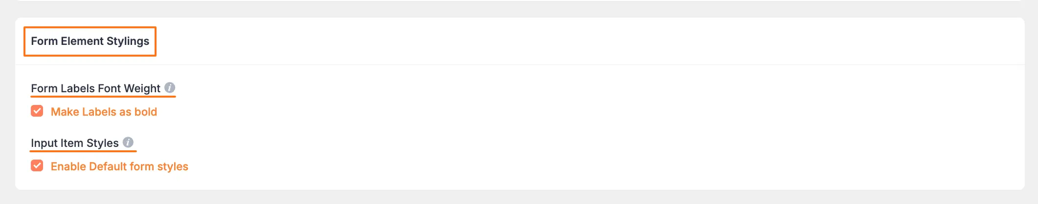 Form element styling options