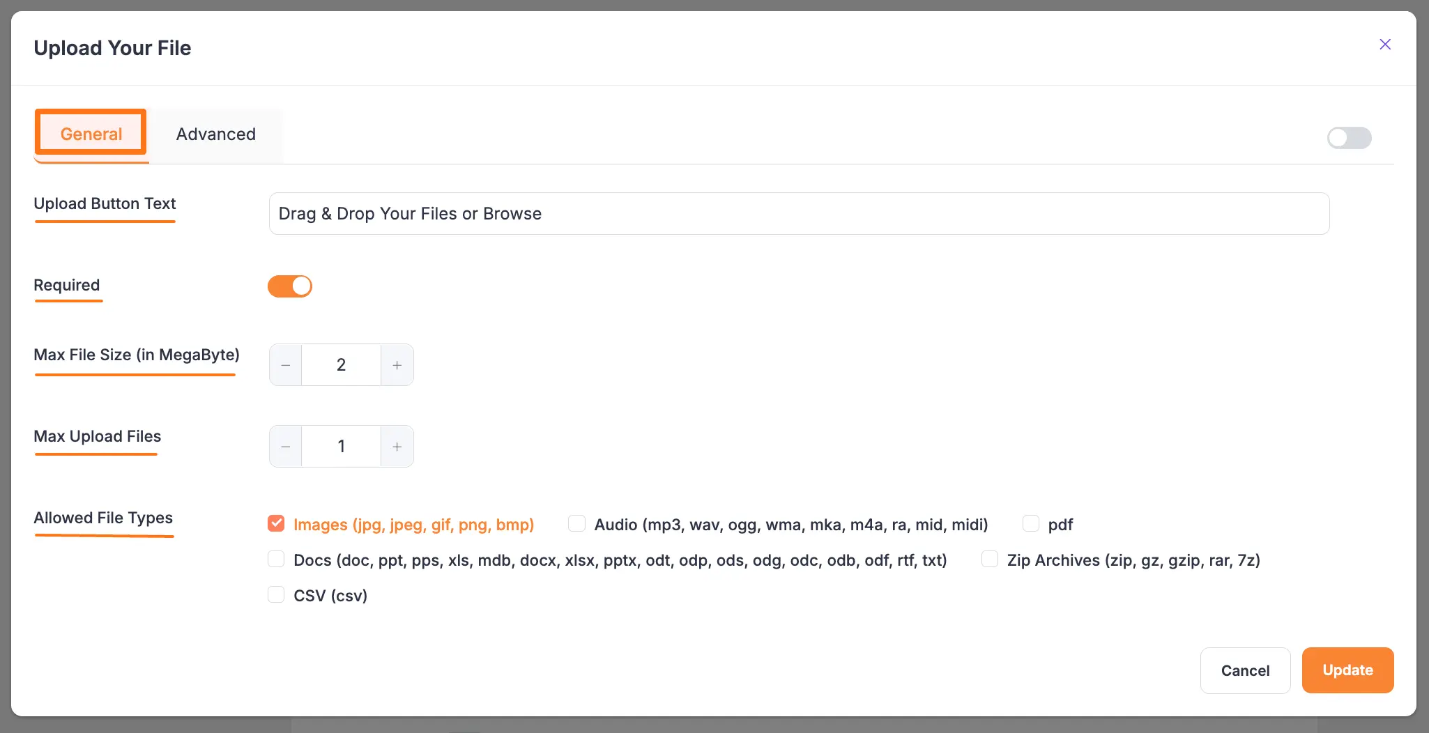 File Upload Settings