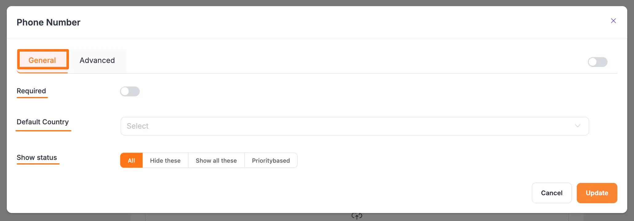 Phone Number Settings