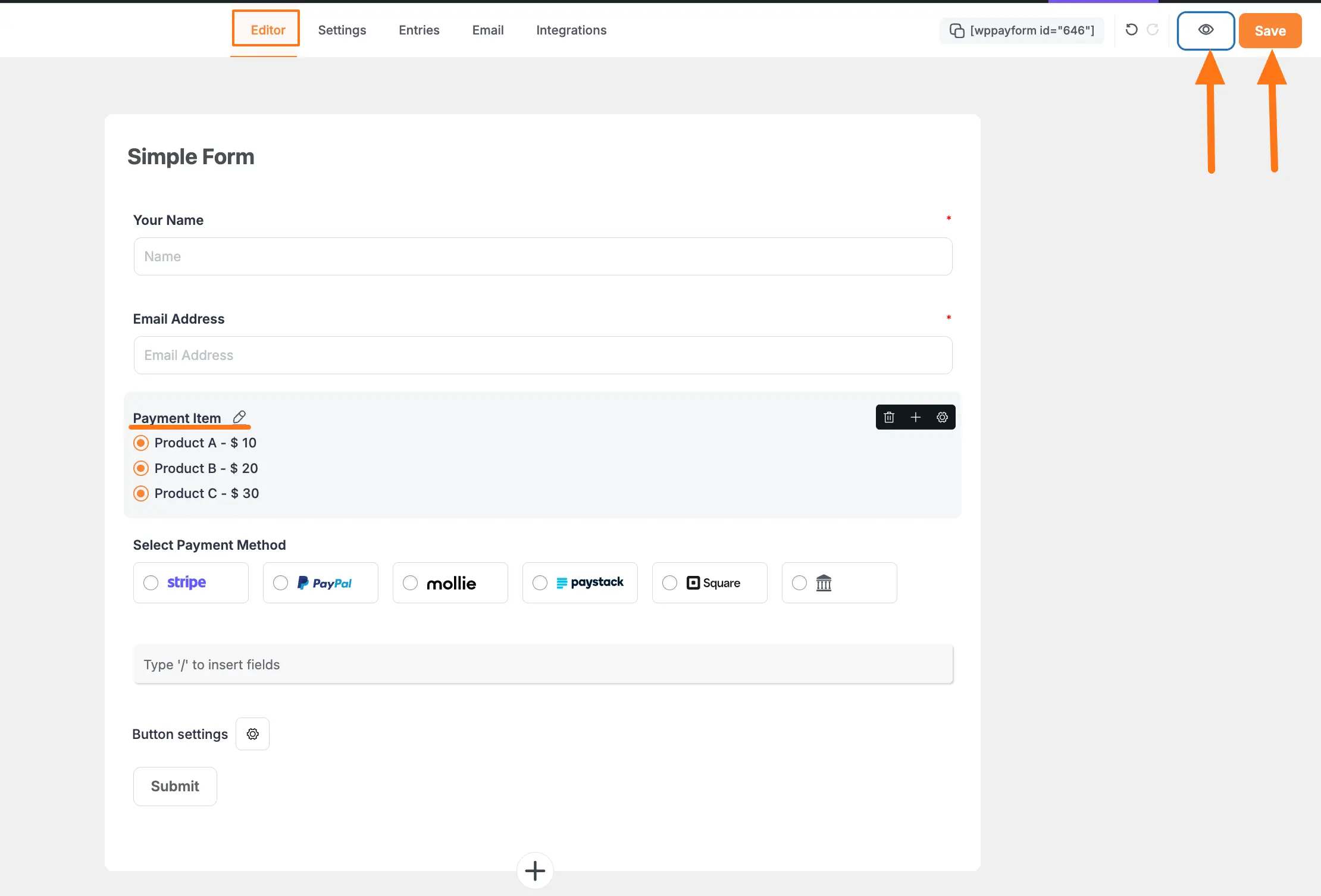 Form Management Options
