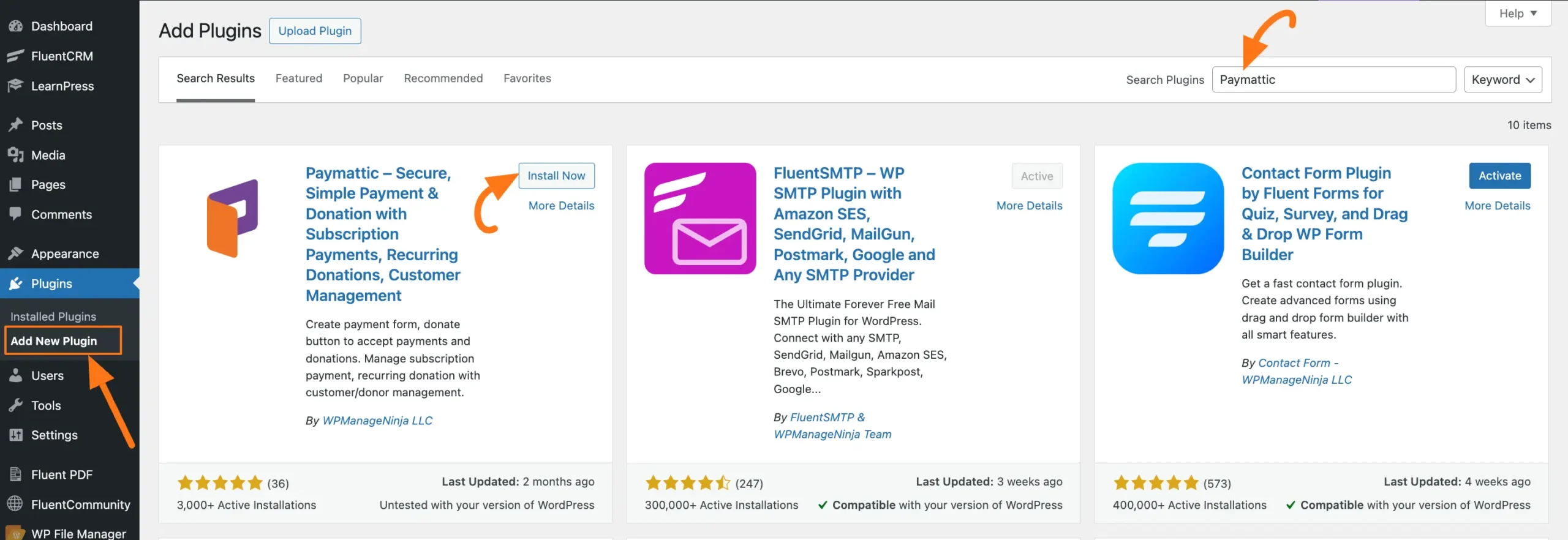 Adding Paymattic plugin directly from WordPress