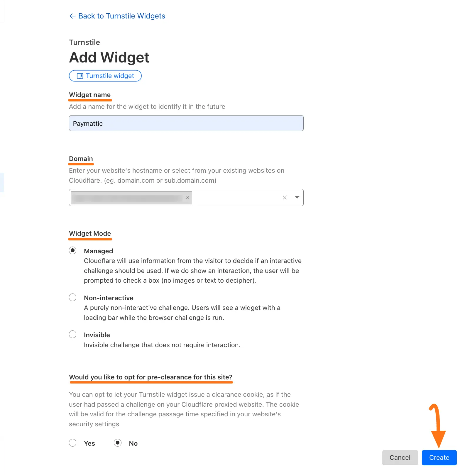 Widget configuration