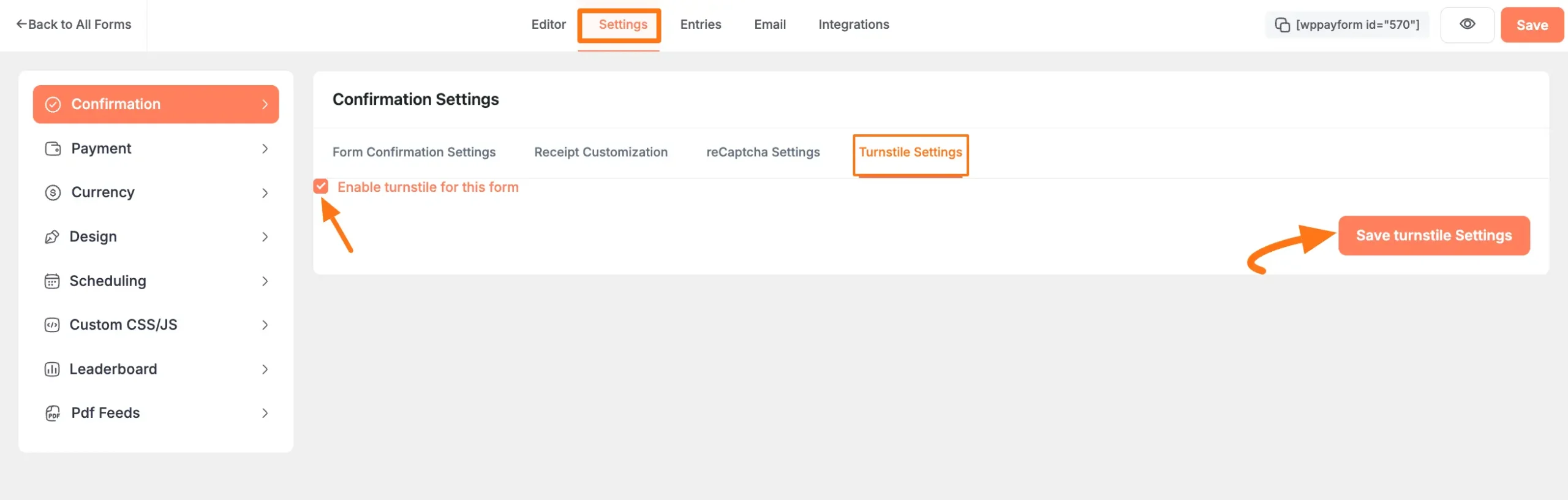 Enable Turnstile protection