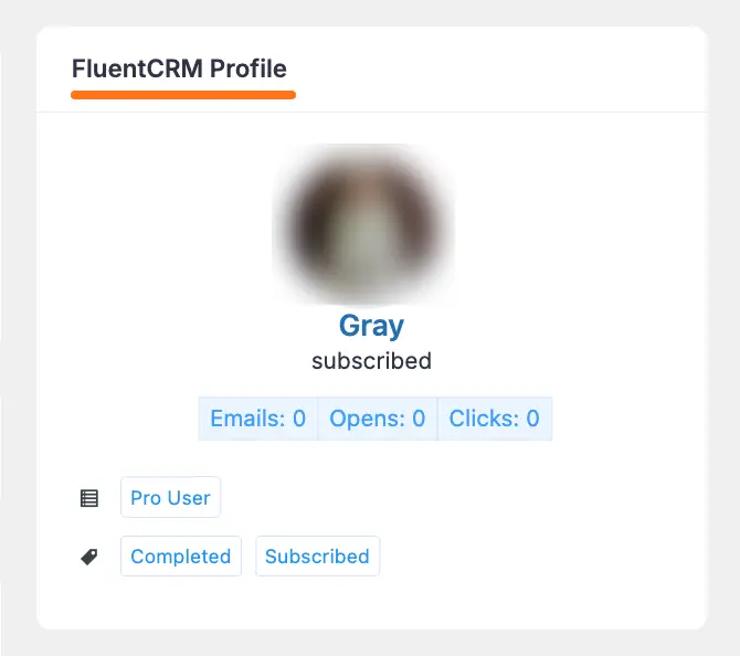 FluentCRM profile