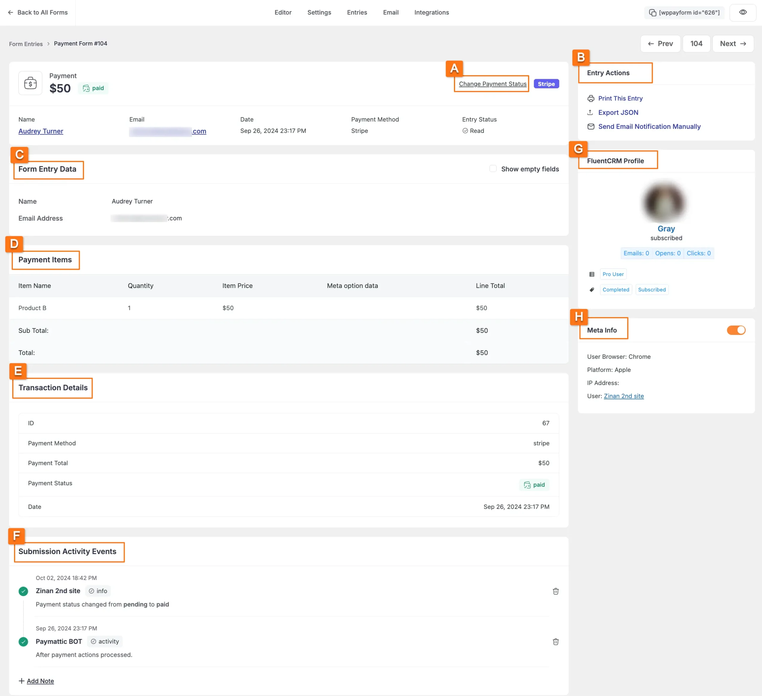 Entry details overview