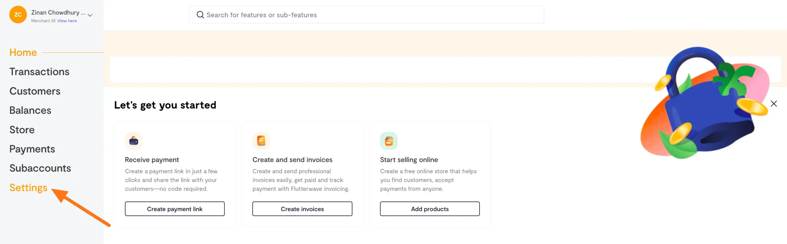 Flutterwave Settings Section