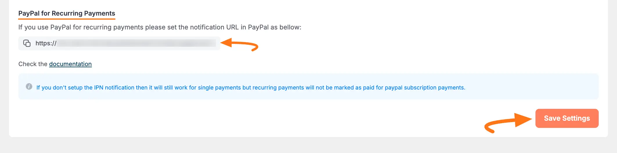 PayPal Recurring Payments Settings