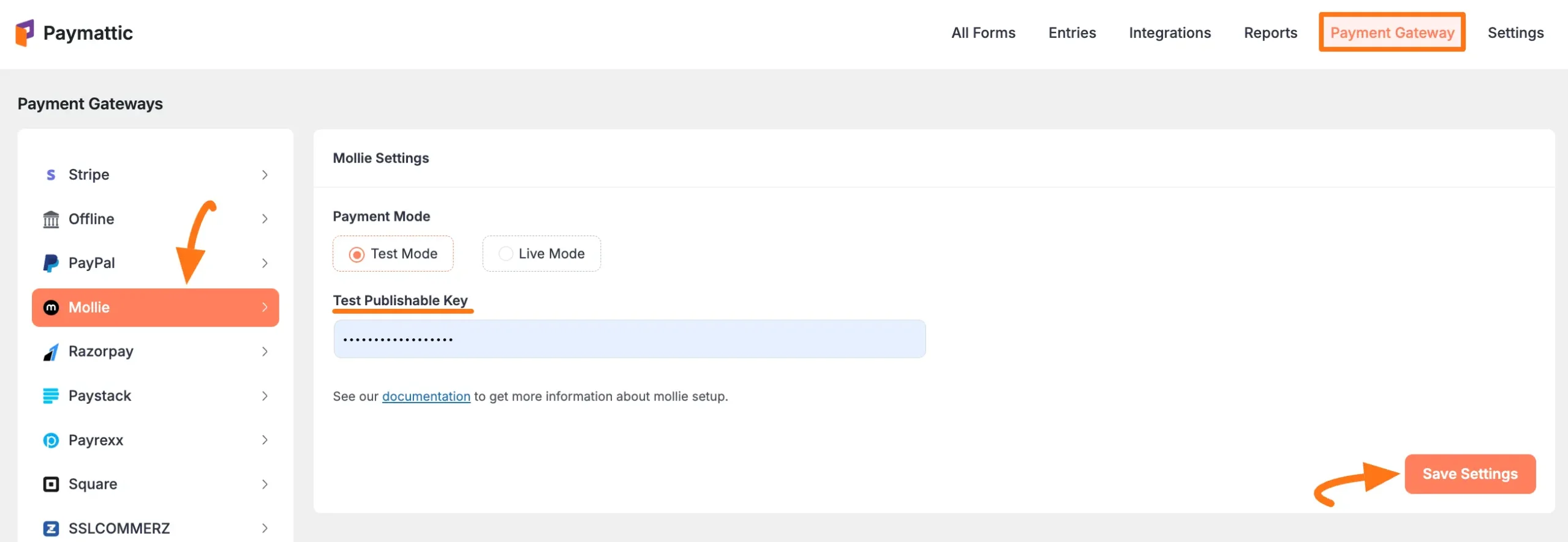 Configure Mollie Credentials in Paymattic