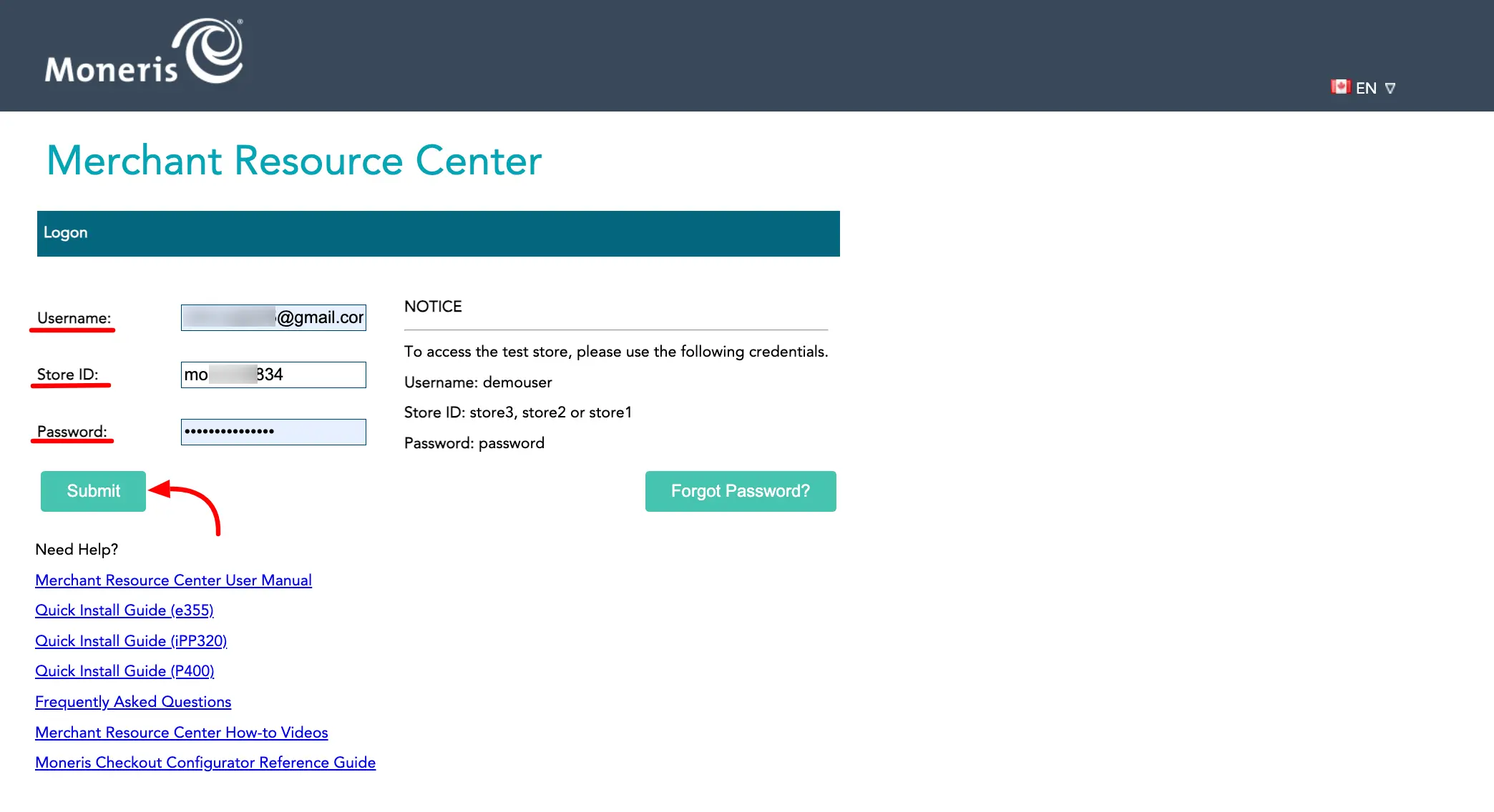 Merchant Resource Center Login