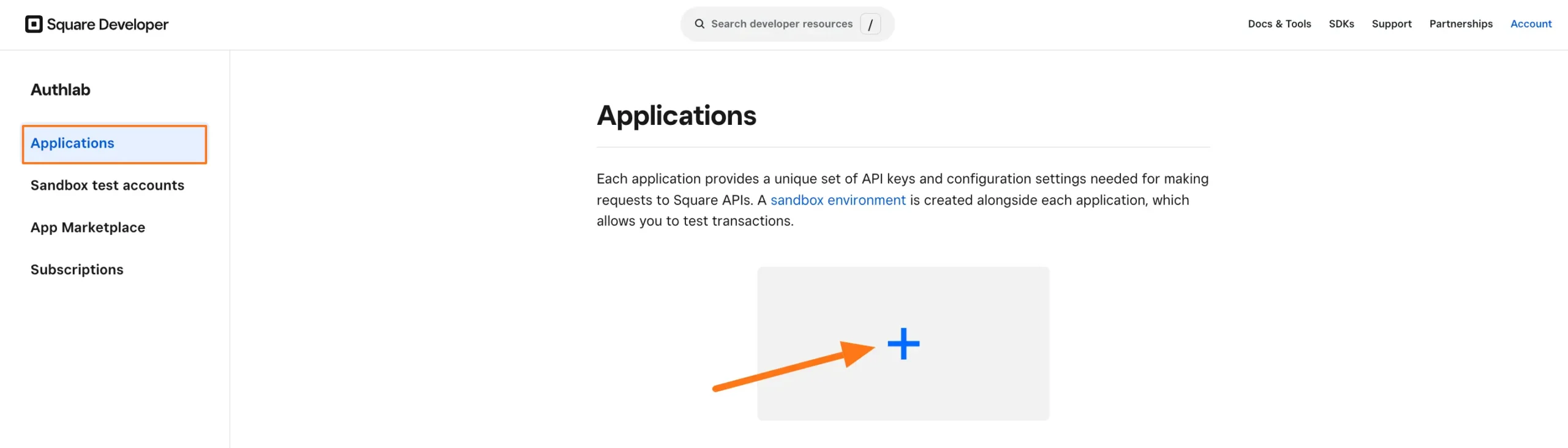 Create New Application