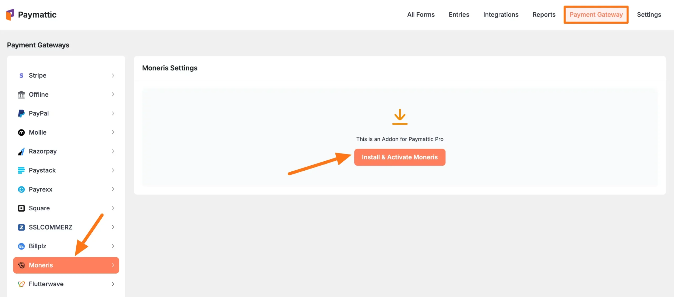 Install and Activate Moneris in Paymattic