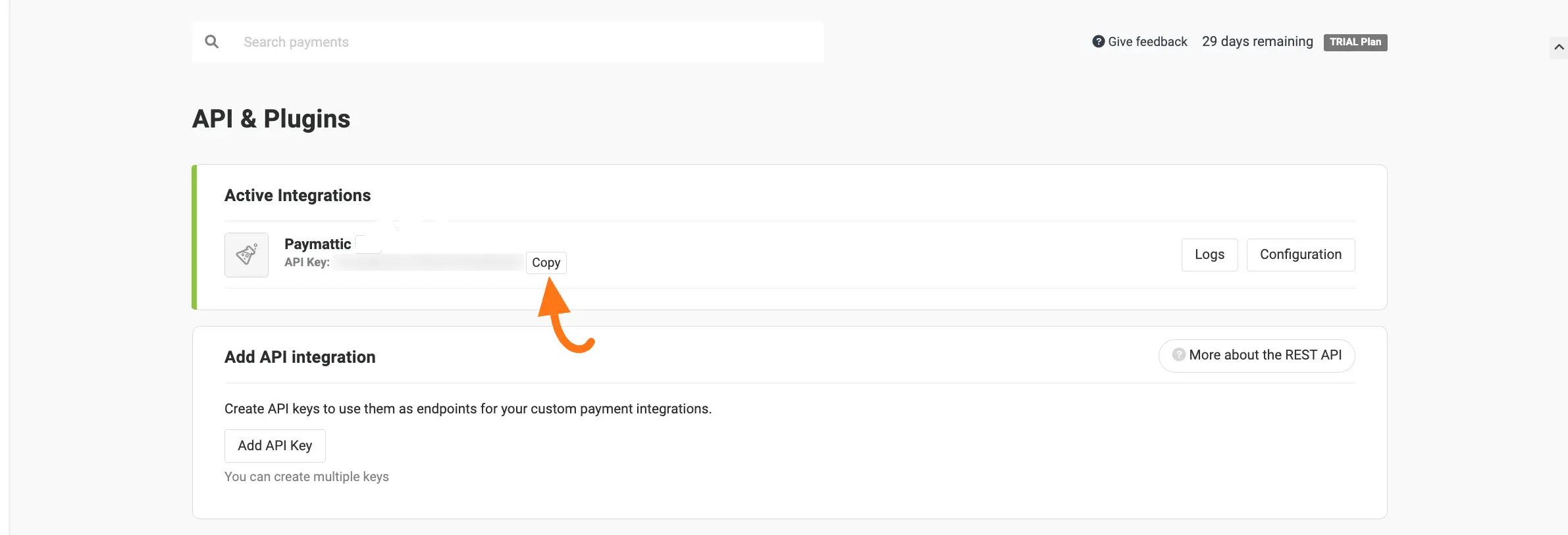 Copy Payrexx API Key