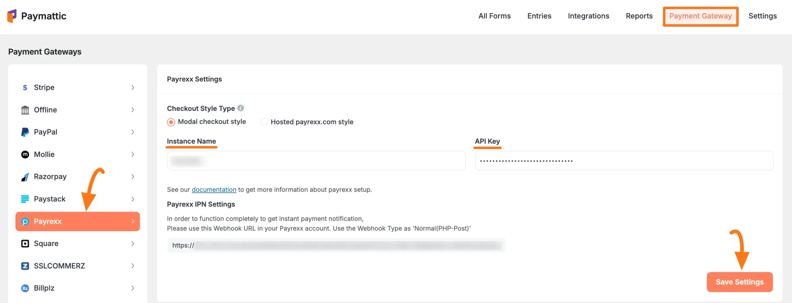 Configure Payrexx Credentials in Paymattic