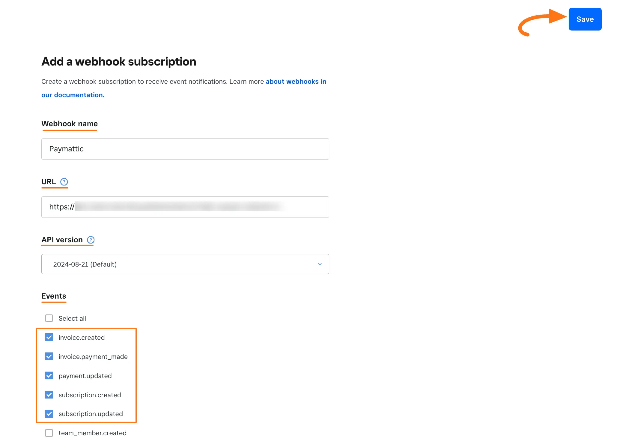 Configure Webhook Subscription