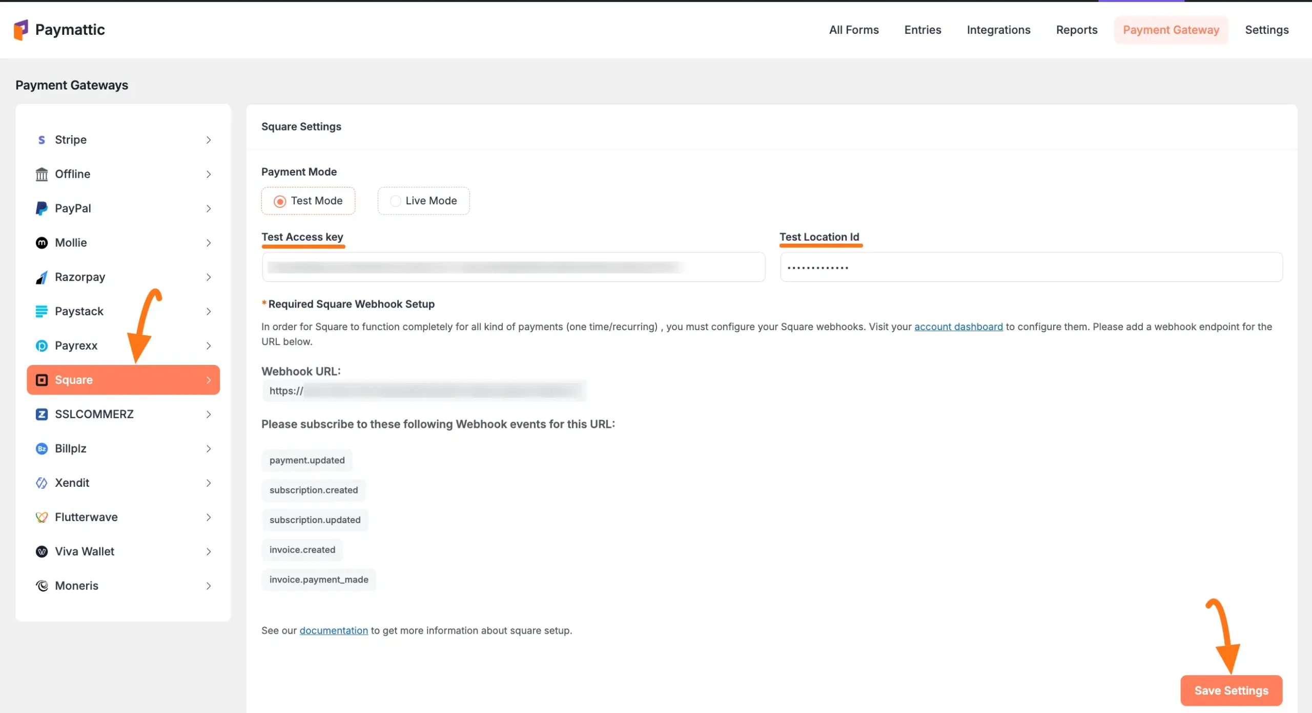 Configure Square Credentials