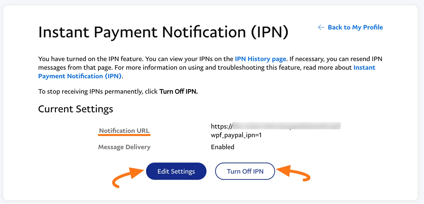 IPN Settings Complete